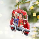 Gift For Couples,Old Couples,Funny,Christmas,Gift For Husband,Gift For Wife - Custom Photo Together Since Funny Couple Red Truck - Personalized Custom Shaped Acrylic Ornament