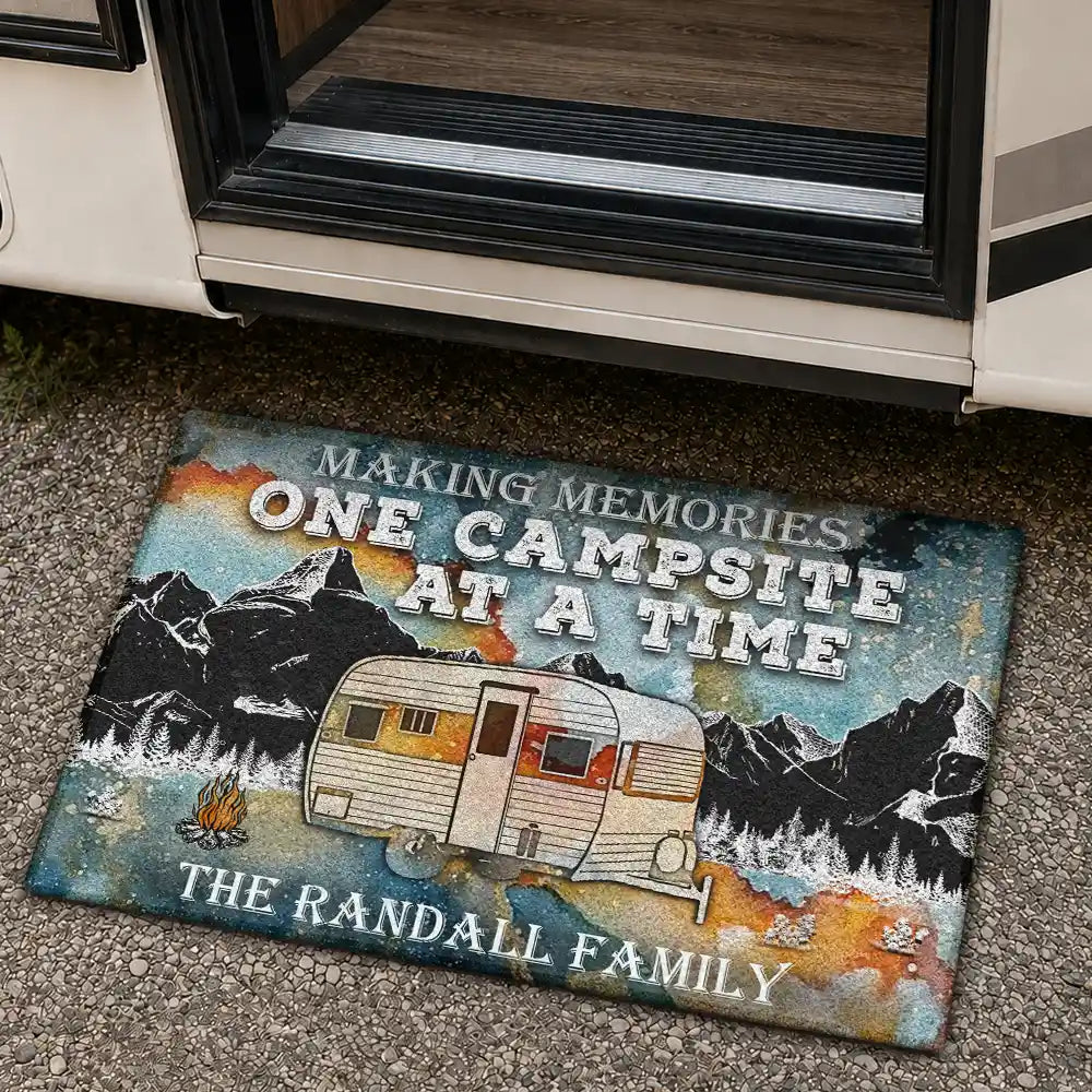 Personalized Camping Making Memories Blue Earth Custom RV Customized Doormat