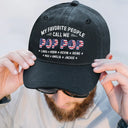 Independence Day,Gift For Father,Gift For Grandpa,Icon,Proud - Stars & Stripes My Favorite People Call Me Papa - Personalized Vintage Washed Denim Cap