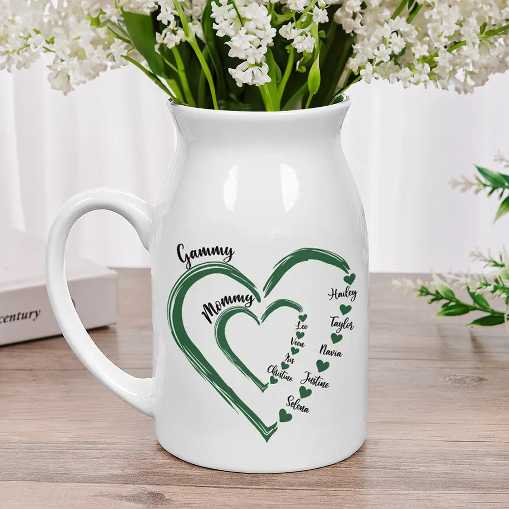 Mom Grandma Sweethearts - Personalized Ceramic Flower Vase