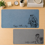 Gift For Husband,Gift For Father,Dad - Children,Photo - Pencil Sketch,Sentimental - Custom Photo Pencil Sketch Family Portrait Best Grandpa Dad Ever - Personalized Leather Desk Mat