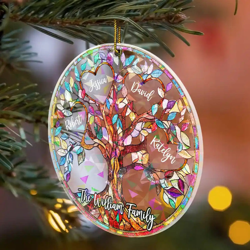 Christmas,Family,Parents,Gift For Grandparents - Family Unbreakable Bond Tree Of Life - Personalized Holographic Acrylic Ornament
