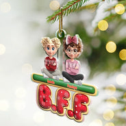Gift For Bestie, Christmas, Happy, Gift For Sisters, Gift For Brothers, Gift For Sibling - Besties Friends Siblings Forever 3D Effect - Personalized Custom Shaped Acrylic Ornament