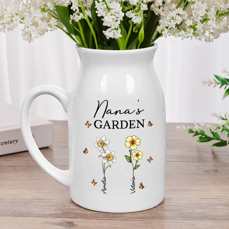 Fleurs de naissance du jardin de grand-mère - Vase à fleurs en céramique personnalisé