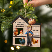 Christmas,Farm,Gift For Yourself,Happy - All I Want for Christmas Is Chickens - Personalized 2-Layered Wooden Ornament