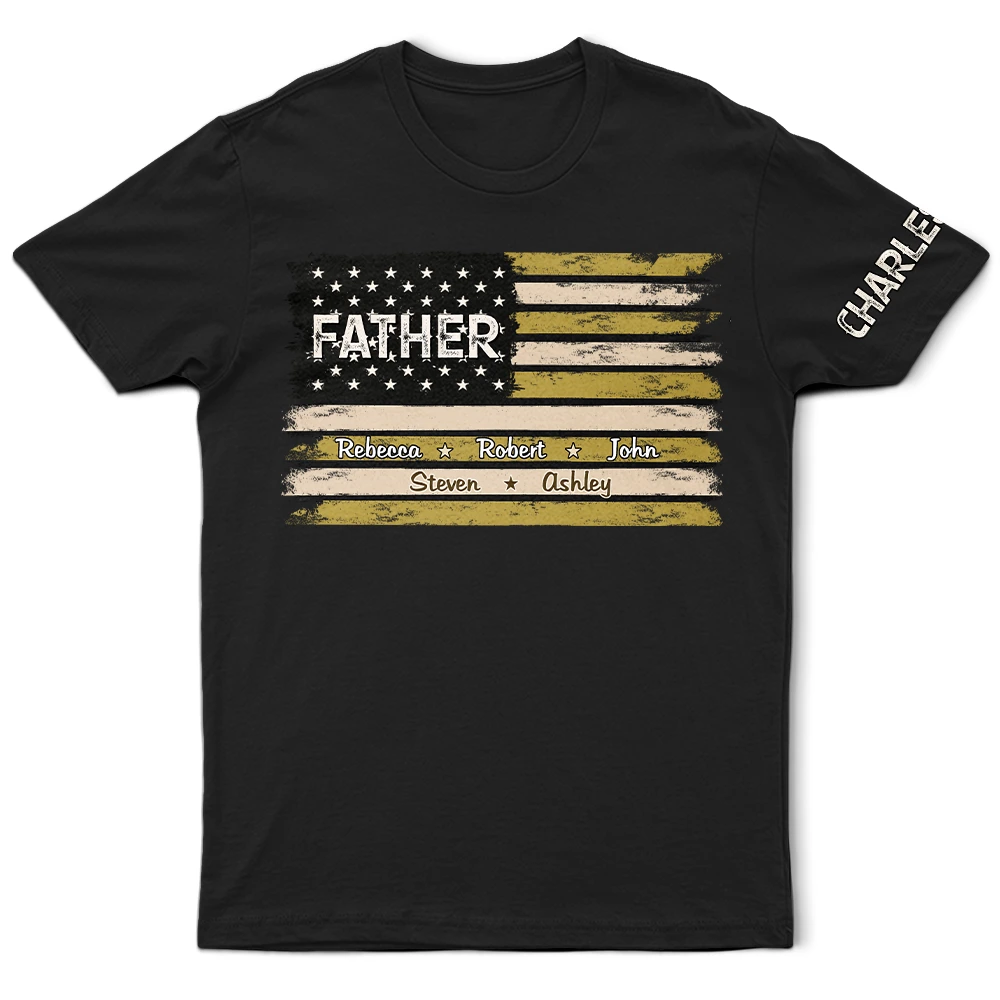 Stars & Stripes US Flag American Dad Grandpa - Personalized T Shirt - Gift For Father,Gift For Grandpa,Independence Day,Custom Text,Confident