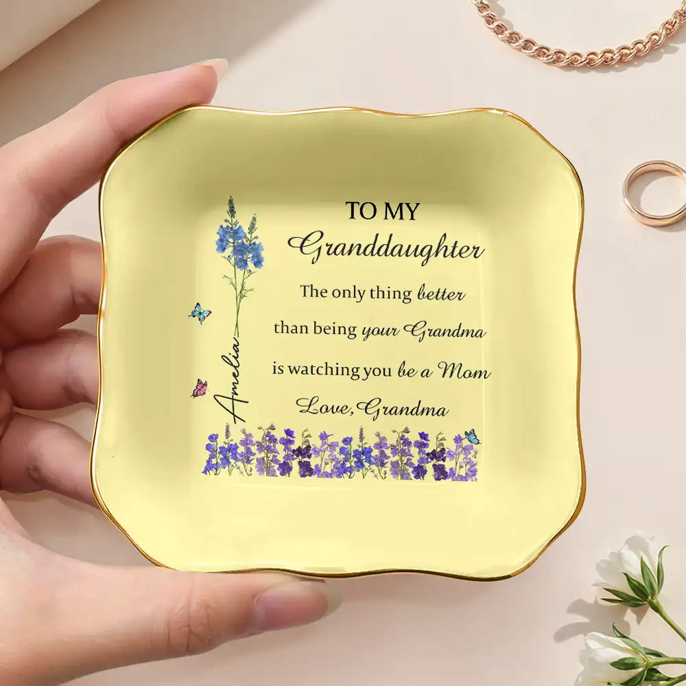 Gift For Daughter,Mom - Daughters (Adult),Gift For Grandkids,Happy,Gift For Women,New Mom,Icon - Faux Pressed Birth Flower The Only Thing Better Than Being Your Mother - Personalized Ring Dish