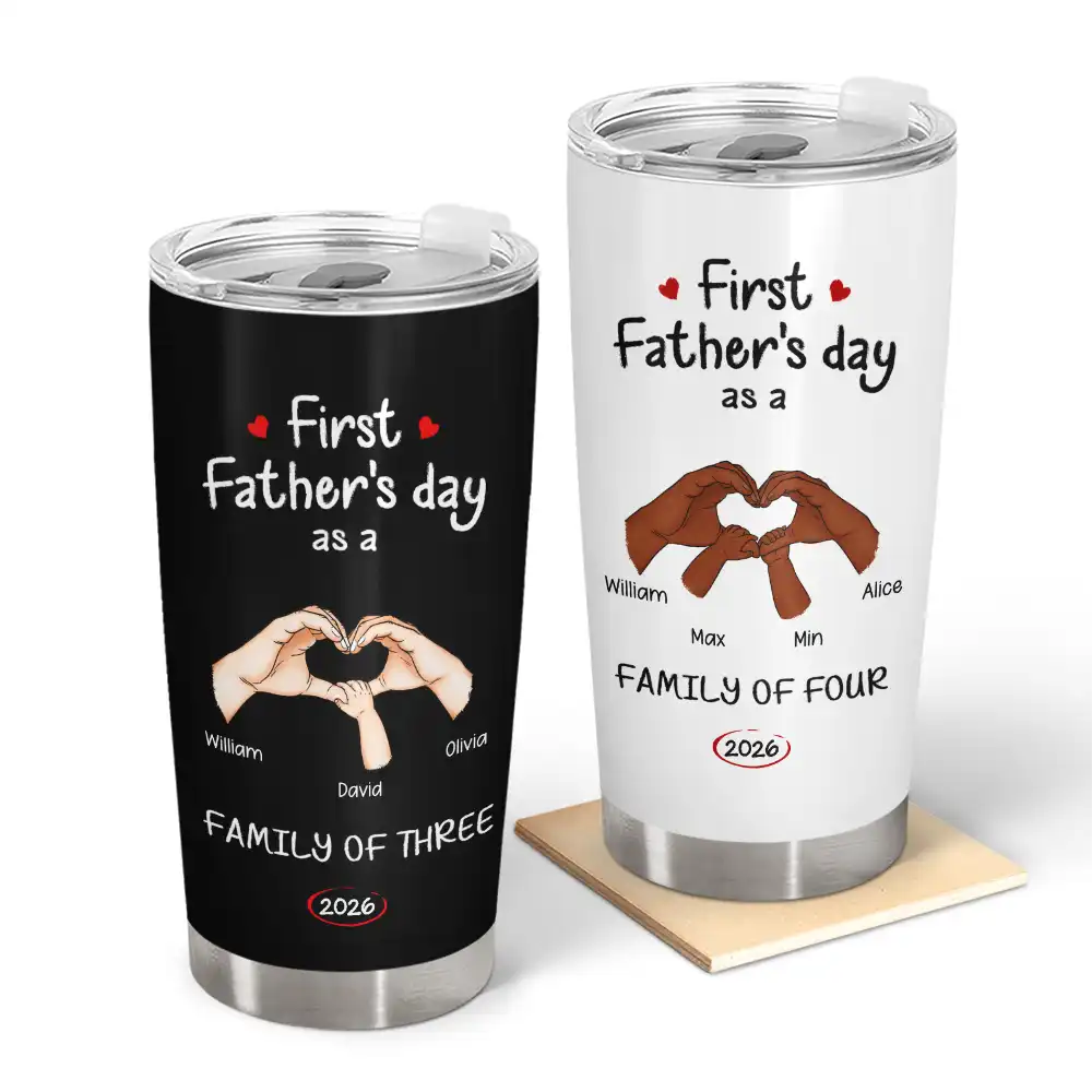 First Time Ever As A Family Of Three - Personalized Tumbler