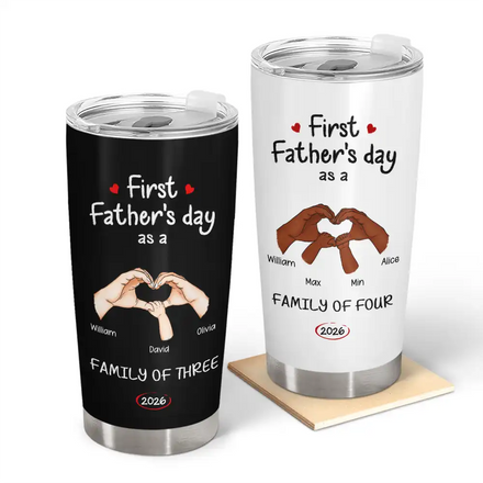 First Time Ever As A Family Of Three - Personalized Tumbler