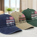 Gift For Husband,Gift For Men,Gift For Uncle,Gift For Grandpa,Gift For Father,Independence Day,Proud - This Grandpa Dad Belongs To Adorable Little Ones - Personalized Vintage Washed Denim Cap