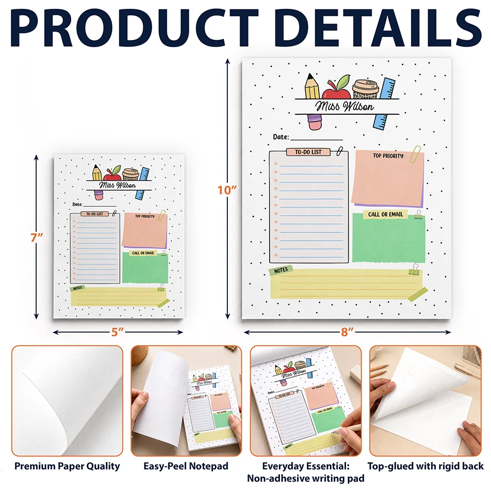 Teacher,Custom Text,Happy - Teacher To Do List - Personalized Notepad