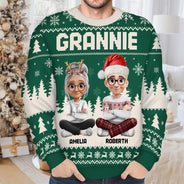 Gift For Grandma,Gift For Mother,Gift For Wife,Happy,Christma - Grandma Nana Mimi Grandkid 3D Effect - Personalized Unisex Ugly Sweater