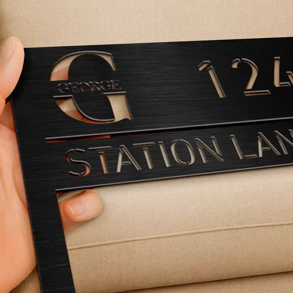 Family, Happy - Welcome House Address Number Sign - Personalized Metal Garden Stake