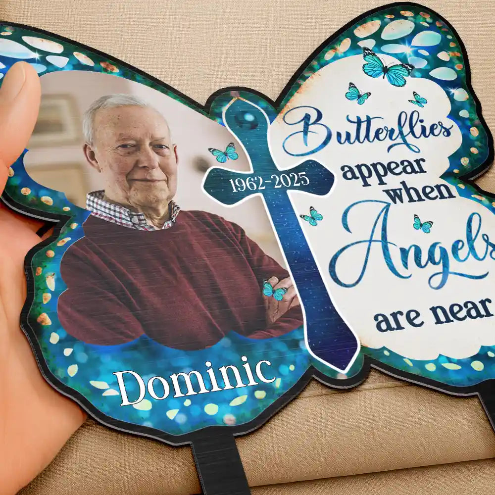 Family, Memorial, Sad - Custom Photo I Am Always With You Butterfly - Personalized Metal Garden Stake