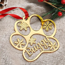 Happy,Christmas,Pet Lovers,Dog Lovers,Cat Lovers - Christmas Pet Paw Sign With Names - Personalized DIY Mirror Acrylic Ornament