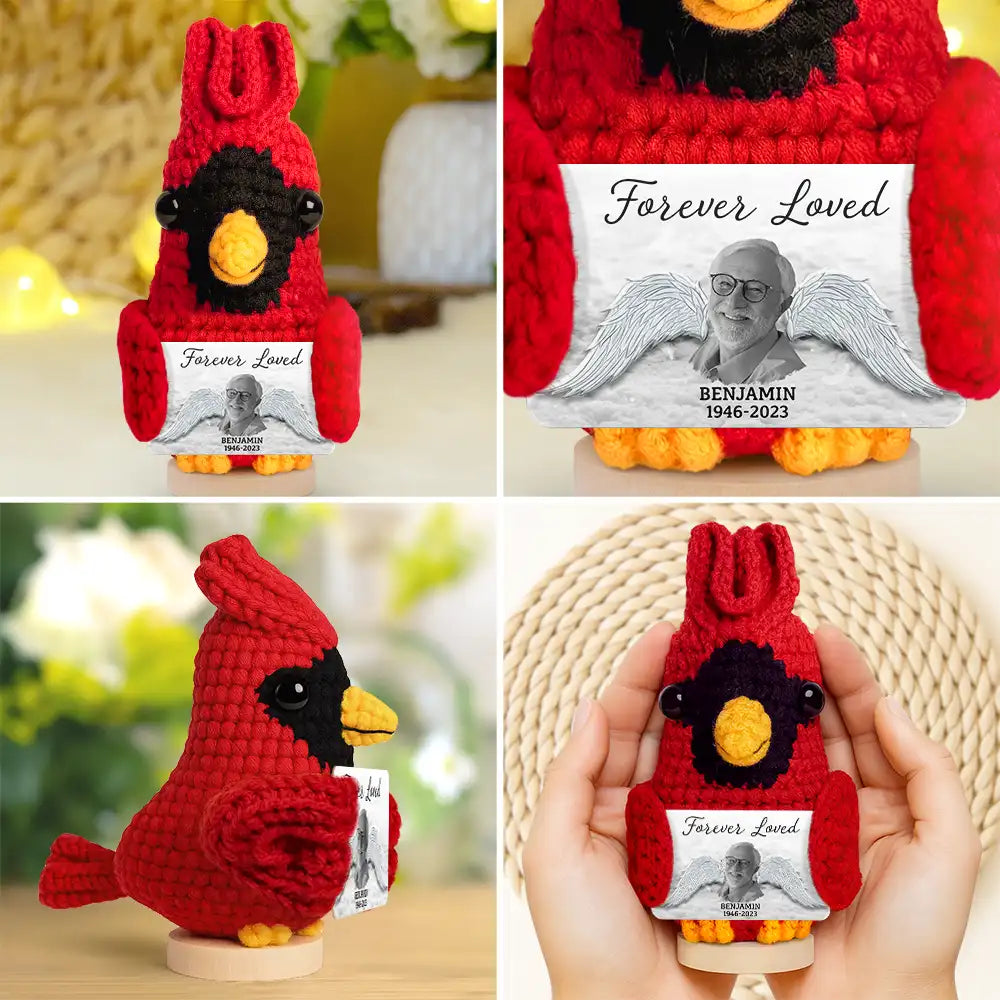 Custom Photo Memorial Your Wings Were Ready - Personalized Doll Crochet With Custom Card