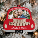 Love,Christmas,Gift For Wife,Gift For Husband,Gift For Couples,Gift For Boyfriend,Gift For Girlfriend,Wedding,Wedding Anniversary - Custom Photo The Year We Became Mr & Mrs Wedding Car - Personalized 2-Layered Wooden Ornament
