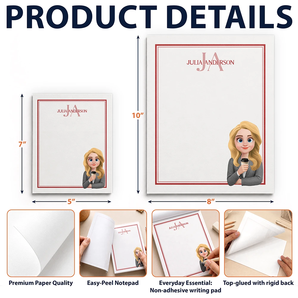 Confident,Gift For Colleagues,Vector - A Note From Colleagues With Name & Monogram - Personalized Notepad