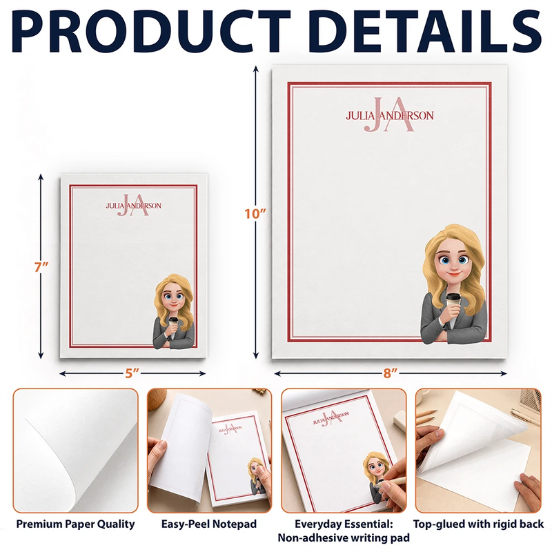 Confident,Gift For Colleagues,Vector - A Note From Colleagues With Name & Monogram - Personalized Notepad