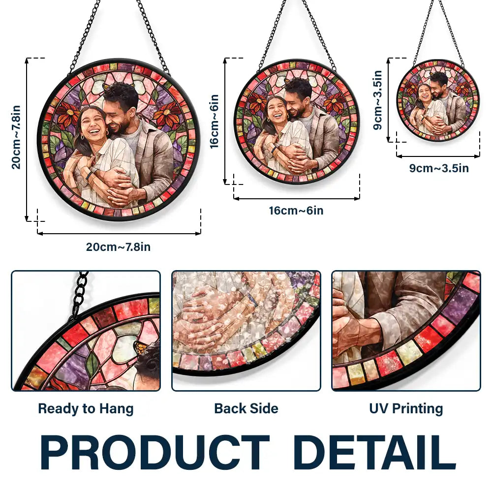 Gift For Couples,Gift For Mother,Gift For Grandpa,Gift For Father,Gift For Grandma,Family,Parents,Love - Custom Photo Stained Glass Portrait Mom Grandma Parents Family - Personalized Stained Glass Window Hanging Suncatcher