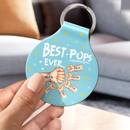 Gift For Father,Gift For Grandpa,Non-Eng,Vector,Confident - Best Dad Ever Hand Punch - Personalized Custom Shaped Leather Keychain