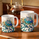 Gift For Grandma,Grandma - Grandkids,Gift For Mother,Beach,Happy - Turtle Stained Glass Mom Grandma - Personalised White Edge-to-Edge Mug