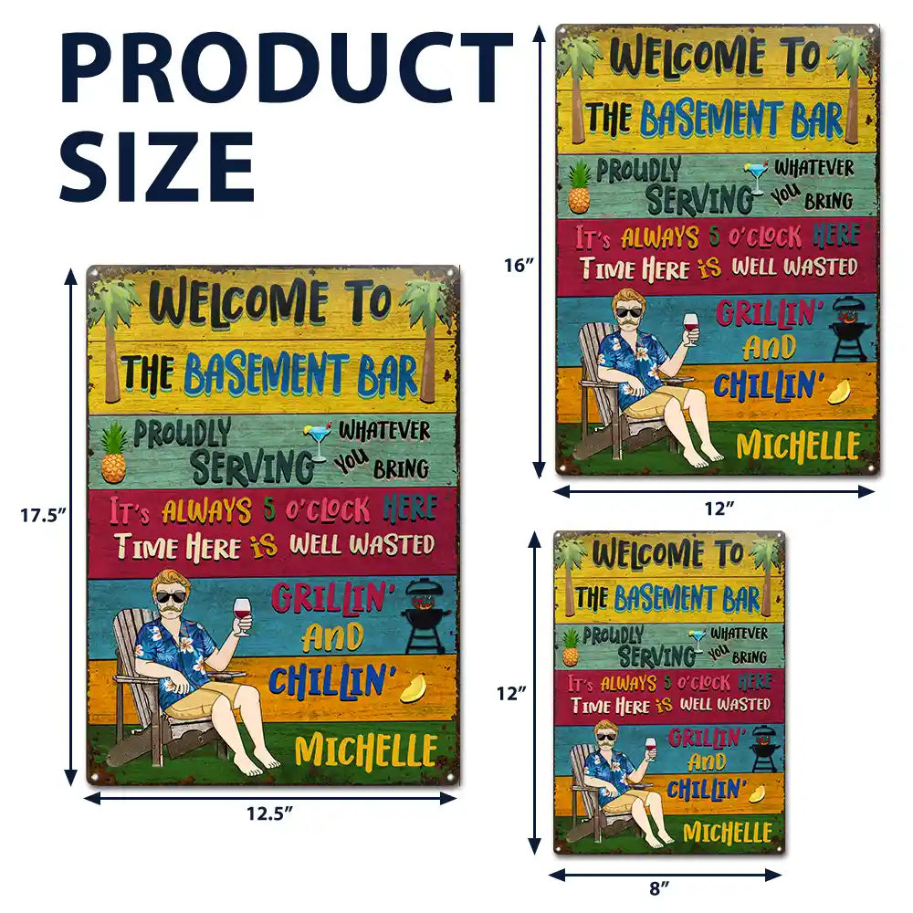 Patio Welcome Grilling Proudly Serving Whatever You Bring Husband Wife Couple Single - Backyard Sign - Personalized Custom Classic Metal Signs