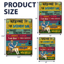 Patio Welcome Grilling Proudly Serving Whatever You Bring Husband Wife Couple Single - Backyard Sign - Personalized Custom Classic Metal Signs