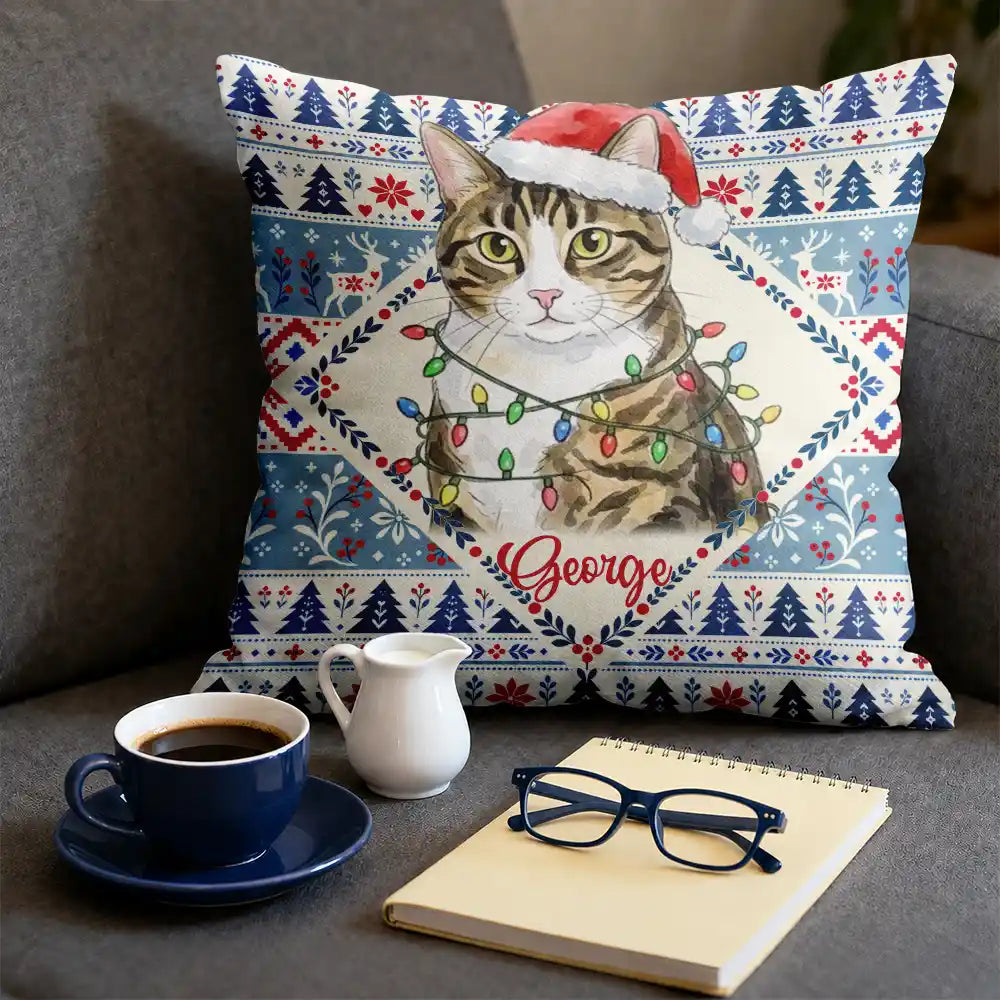 Art Design,Christmas,Custom Photo,Happy,Pet Lovers,Photo - Christmas Accessories 3D Cartoon Pet - Christmas Gifts For Pet Mom - Personalized Custom Photo Portrait Pillow