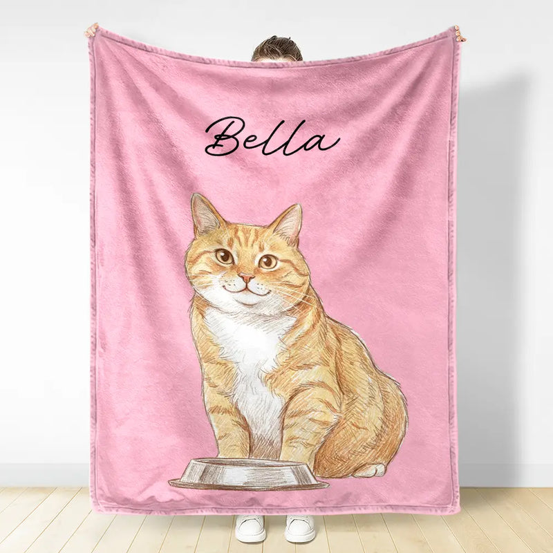 Custom Photo,Art Design,Pet Lovers,Top Market,Playful,Photo - Colored Pencil  - Custom Photo Colored Pencil Sketch Dog Cat Pet Portrait - Personalized Fleece Blanket, Sherpa Blanket