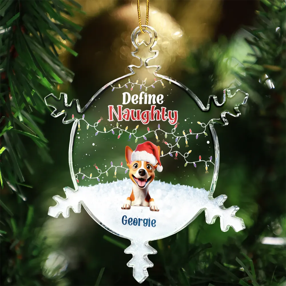 Dog Lovers,Christmas,Funny - Feliz Navidog - Personalized Snowflakes Shaped Glass Ornament