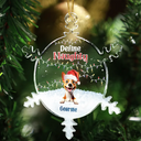 Dog Lovers,Christmas,Funny - Feliz Navidog - Personalized Snowflakes Shaped Glass Ornament