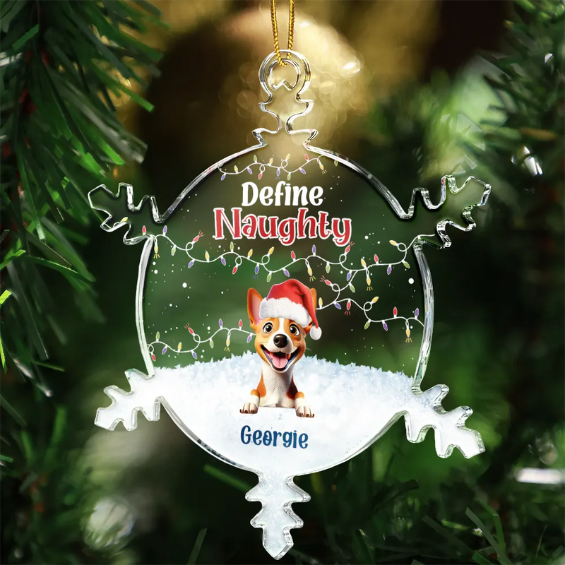 Dog Lovers,Christmas,Funny - Feliz Navidog - Personalized Snowflakes Shaped Glass Ornament
