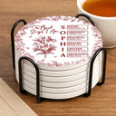 Gift For Women, Gift For Yourself, Gift For Daughter, Gift For Bestie, Happy - God Says I Am Toile De Jouy Flower - Personalized Ceramic Coaster