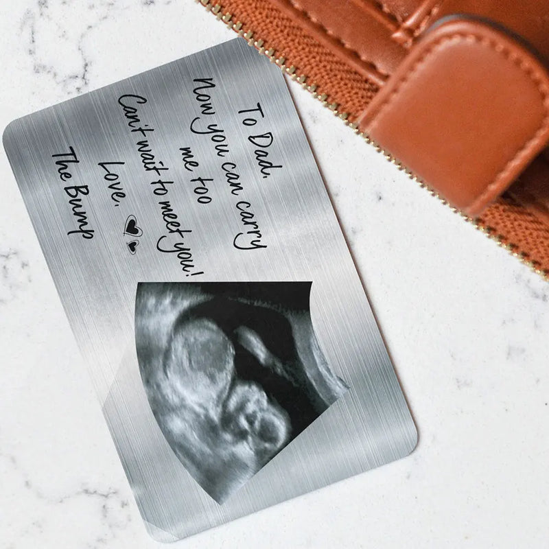 Custom Photo,New Dad,New baby,Gift For Father,Non-Eng,Photo,Adorable - Custom Photo To Dad Now You Can Carry Me Too - Personalised Aluminum Wallet Card