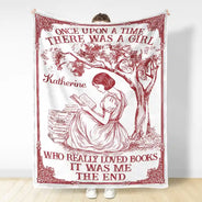 Reading,Gift For Yourself - And She Lived Happily Ever After Reading Chinoiserie Toile - Personalized Fleece Blanket, Sherpa Blanket