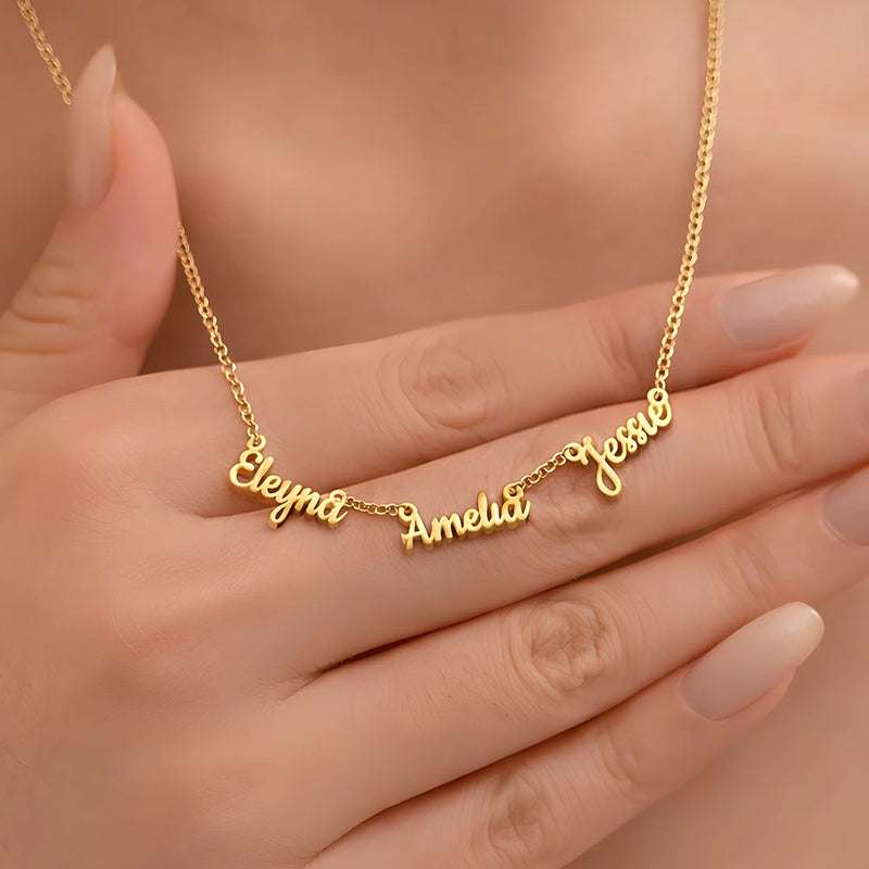 Gift For Bestie, Family, Happy - Perfect Jewelry Gift for Lover Besties Mom - Personalized Letter Necklace