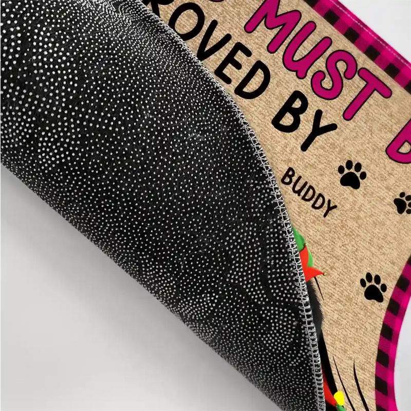 Dog Lovers,Dog Mom,Dog Dad,Pet Lovers,Pet Mom,Pet Dad,Christmas,Happy - Visitors Must Be Approved By Dog Christmas - Personalized Doormat