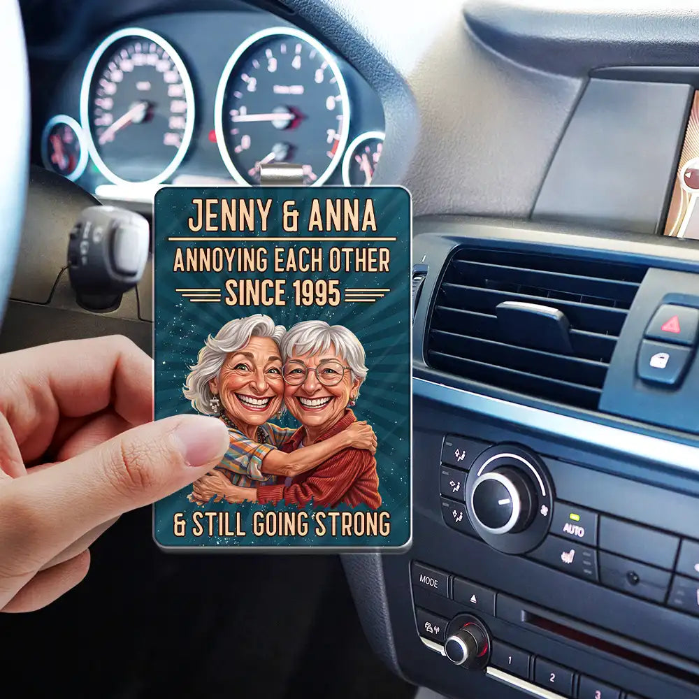 Custom Photo,Art Design,Gift For Couples,Old Couples,Wedding Anniversary,Humorous,Photo - Caricature - Remove BG - Custom Photo Caricature Vintage Annoying Each Other - Personalized Custom Shaped Acrylic Car Visor Clip