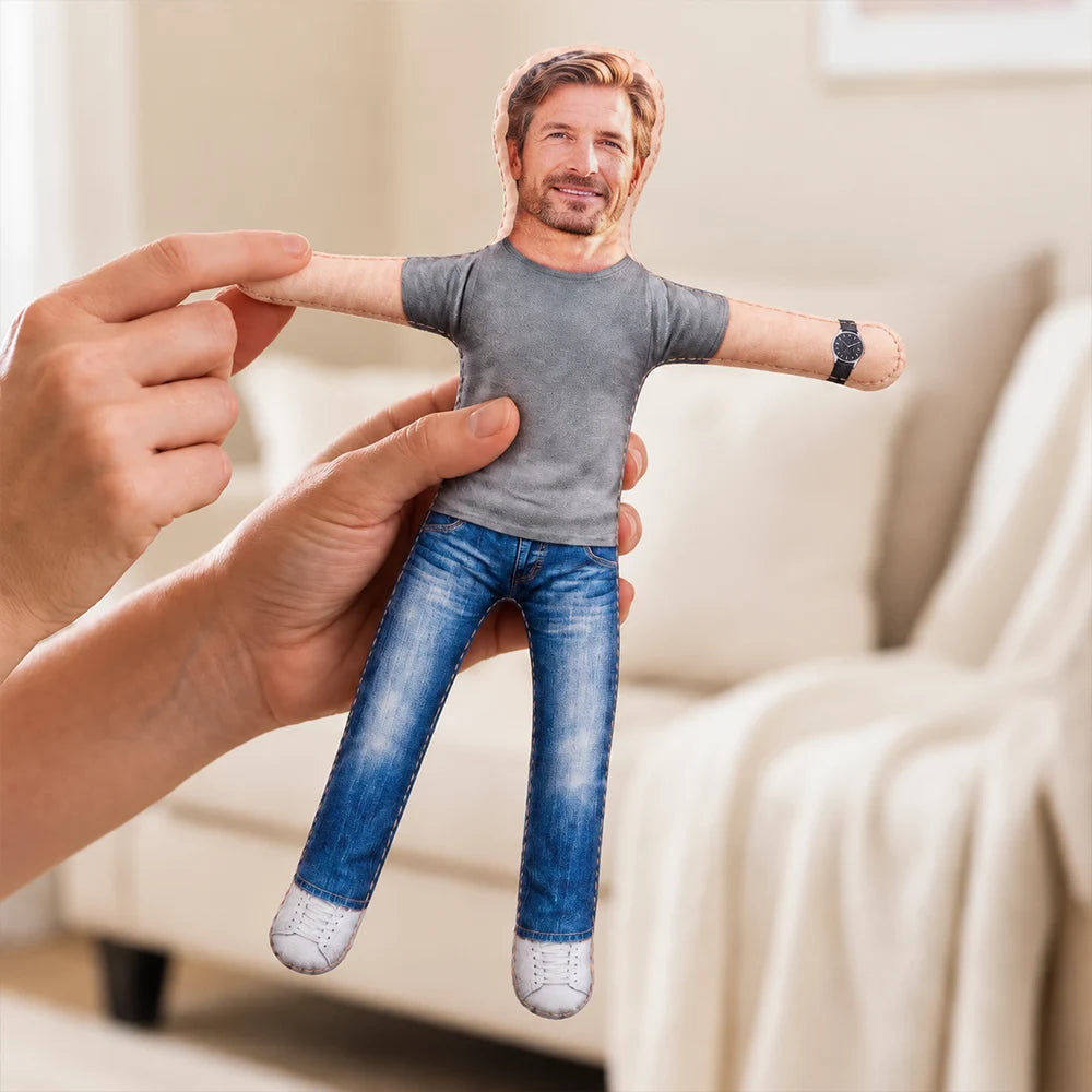 Art Design,Christmas,Custom Photo,Family,Humorous,Photo - Poseable Body Doll - Funny Gift For Family, Mom, Dad, Kid, Pet - Personalized Custom Photo Squishy Toy Poseable Plush Doll