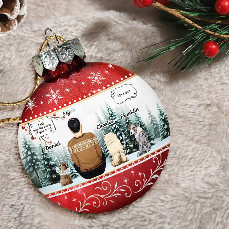 Dog Lovers, Cat Lovers, Pet Lovers, Sad, Memorial - Message I Miss You - Personalized Ball Ornament