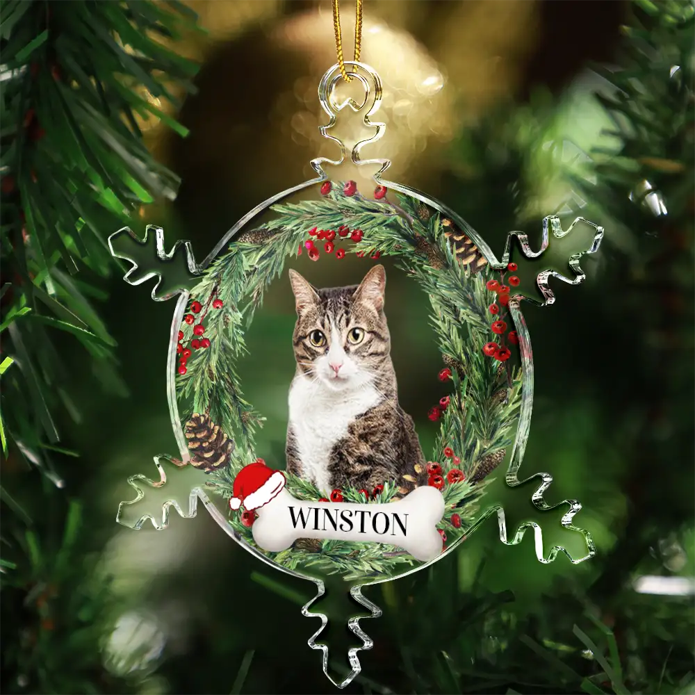 Family,Christmas,Pet Lovers,Memorial,Sad - Custom Photo You Always In My Heart - Personalized Snowflakes Shaped Glass Ornament