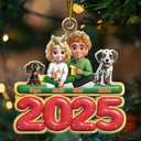 Gift For Couples,Family,Parents,Christmas,Pet Couple - Cute Couple With Kids And Dogs Cats 3D Effect - Personalized Custom Shaped Acrylic Ornament