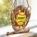 Baseball,Sport Mom,Gift For Mother,Happy - Baseball Icon We Caught The Best Mom - Personalized Window Hanging Suncatcher Ornament