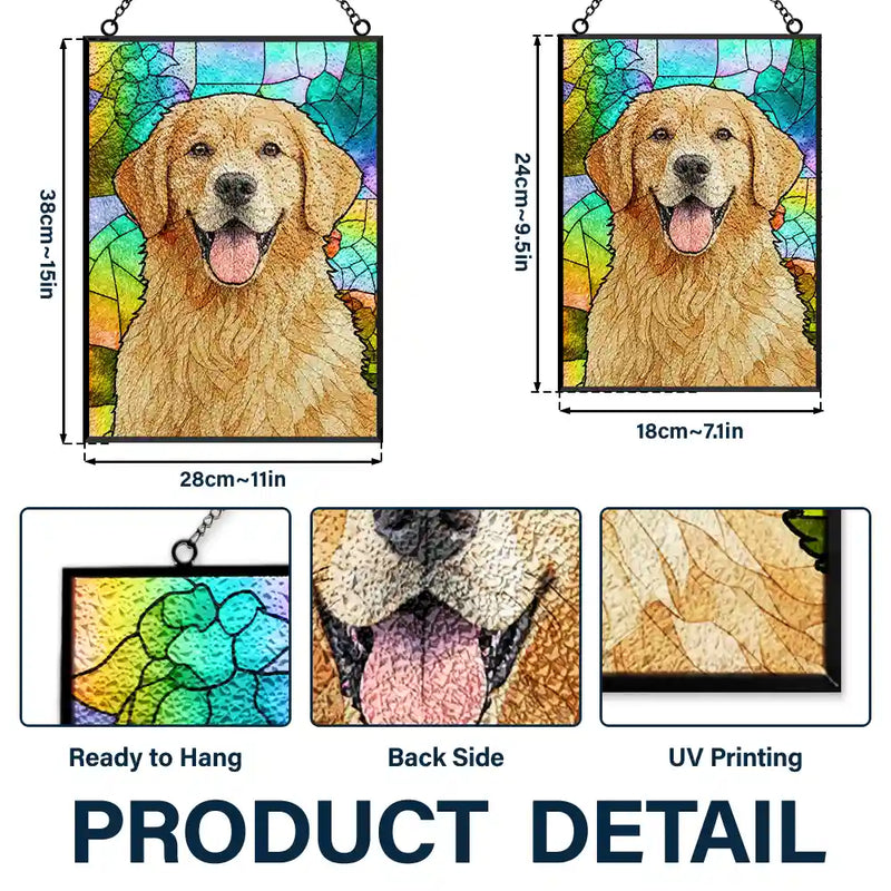 Gift For Wife,Gift For Mother,Gift For Grandma,Love,Family,Gift For Bestie,Gift For Couples,Dog Lovers,Cat Lovers - Custom Photo Stained Glass Mom Grandma Parents Family Bestie Couple - Personalized Vertical Stained Glass Suncatcher