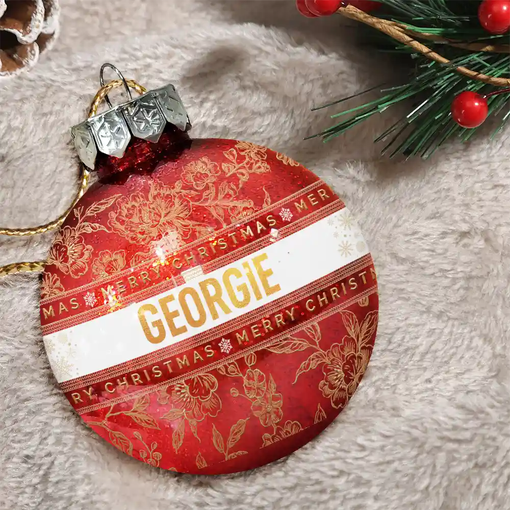 Family,Happy,Christmas,Gift For Bestie - Merry Christmas With Name - Personalized Ball Ornament