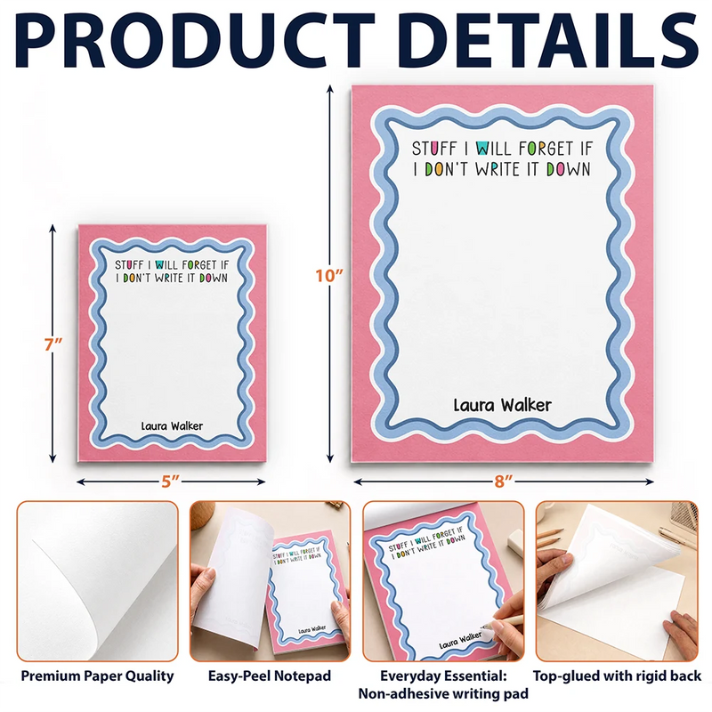Humorous,Gift For Yourself,Gift For Women,Custom Text - Funny To-do List - Personalized Notepad