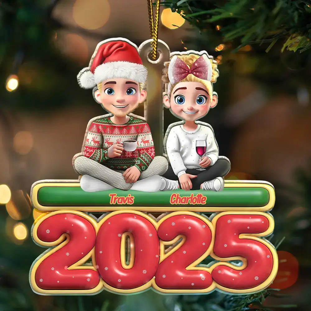 Christmas,Happy,Family - Happy All Family 3D Effect - Personalized Custom Shaped Acrylic Ornament