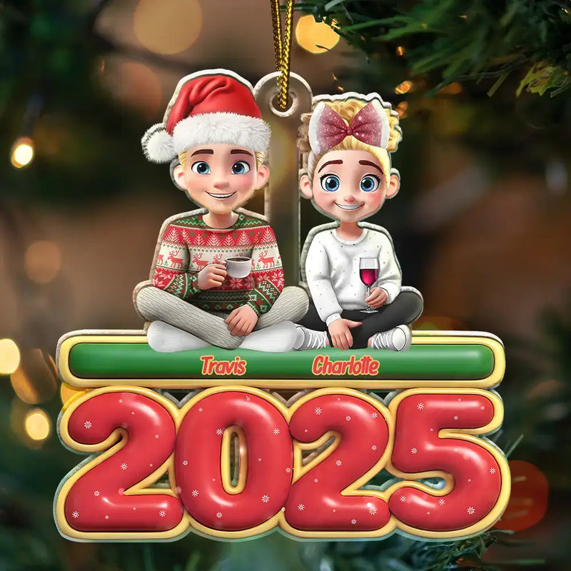 Christmas,Happy,Family - Happy All Family 3D Effect - Personalized Custom Shaped Acrylic Ornament