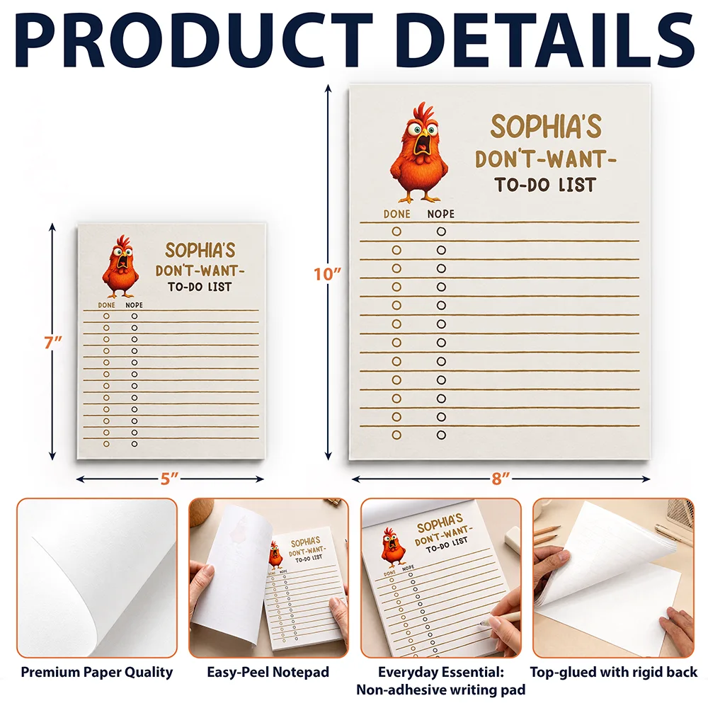 Gift For Colleagues,Humorous,Icon - Funny Chicken Don’t Want To-do List - Personalized Notepad
